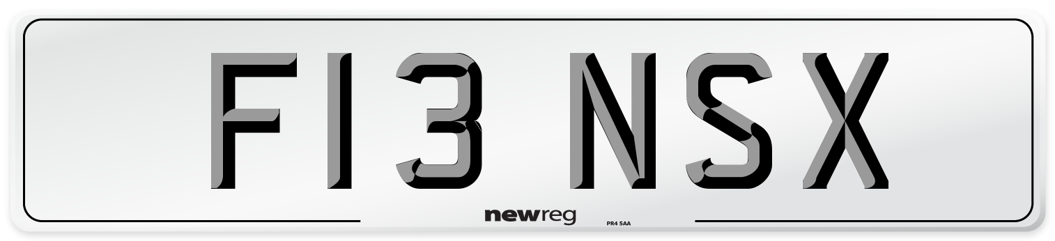 F13 NSX Number Plate from New Reg